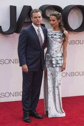 London, UK. 11 July 2016. Actors Matt Damon and Alicia Vikander. Red carpet arrivals for the European Premiere of the Universal movie Jason Bourne (2016) in London s Leicester Square. European Premiere of Jason Bourne, London, UK 