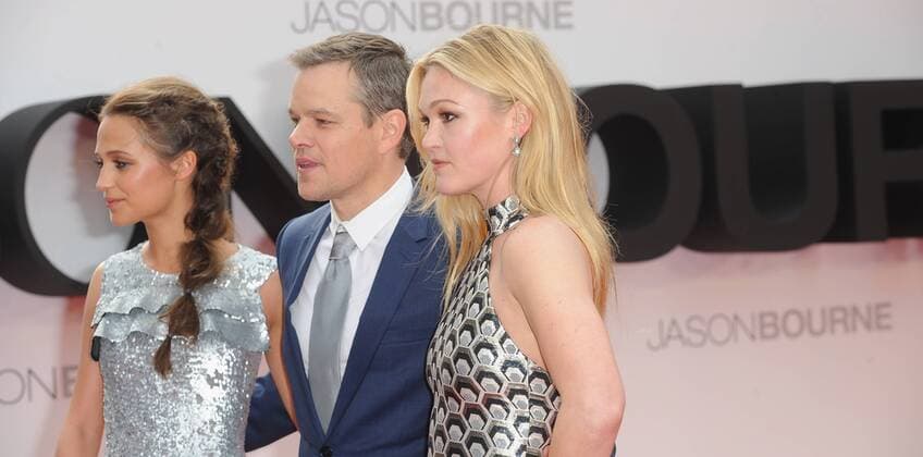 July 11, 2016 - England, United Kingdom - Alicia Vikander, Matt Damon and Julia Stiles attend the European Premiere of Jason Bourne at Odeon Leciester Square. United Kingdom - ZUMAs147