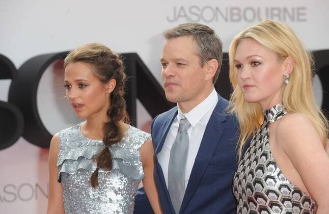 July 11, 2016 - England, United Kingdom - Alicia Vikander, Matt Damon and Julia Stiles attend the European Premiere of Jason Bourne at Odeon Leciester Square. United Kingdom - ZUMAs147