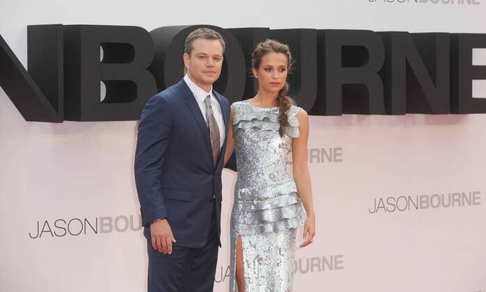 July 11, 2016 - England, United Kingdom - Matt Damon and Alicia Vikander attend the European Premiere of Jason Bourne at Odeon Leciester Square. United Kingdom - ZUMAs147