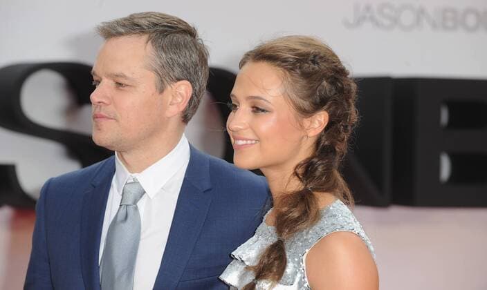 July 11, 2016 - England, United Kingdom - Matt Damon and Alicia Vikander attend the European Premiere of Jason Bourne at Odeon Leciester Square. United Kingdom - ZUMAs147