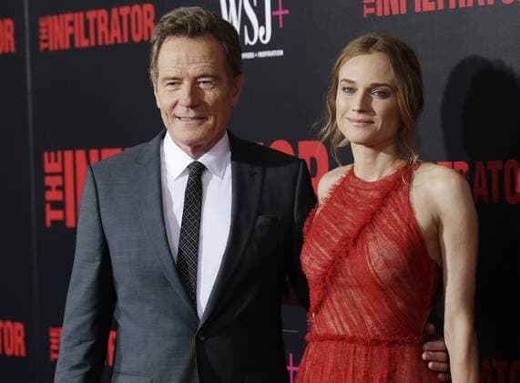 Bryan Cranston and Diane Kruger arrive on the red carpet at The Infiltrator New York premiere at AMC Loews Lincoln Square Theater on July 11, 2016 in New York City.  NYP20160711166A JOHNxANGELILLO