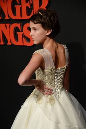 Cast member Millie Brown attends Netflix s supernatural mystery thriller Stranger Things at Mack Sennett Studios in Los Angeles on July 11, 2016. Storyline: A strange town where everyone knows everyone Is subject to a peculiar incident. The town then undergoes a state of panic, before the government becomes involved.  LAP2016071123 JIMxRUYMEN