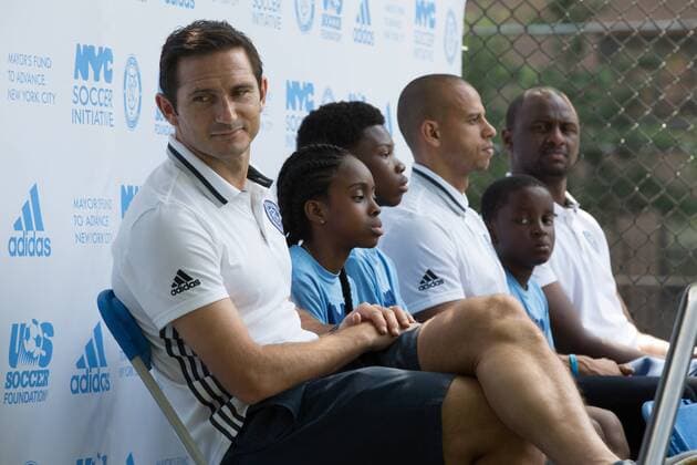 Mayor de Blasio & NYCFC soccer initiative The Bronx, New York: Mayor Bill de Blasio, U.S. Soccer foundation, NYC Football club and Adidas launch NYC soccer initiative- bringing 50 new soccer fields to under served neighborhoods. Soccer players Frank Lampard, Patrick Vieira, Jason Hernandez and David Villa participated in playing soccer with children in the Bronx.  LouisexWateridge