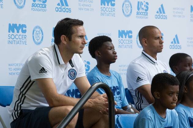 Mayor de Blasio & NYCFC soccer initiative The Bronx, New York: Mayor Bill de Blasio, U.S. Soccer foundation, NYC Football club and Adidas launch NYC soccer initiative- bringing 50 new soccer fields to under served neighborhoods. Soccer players Frank Lampard, Patrick Vieira, Jason Hernandez and David Villa participated in playing soccer with children in the Bronx.  LouisexWateridge