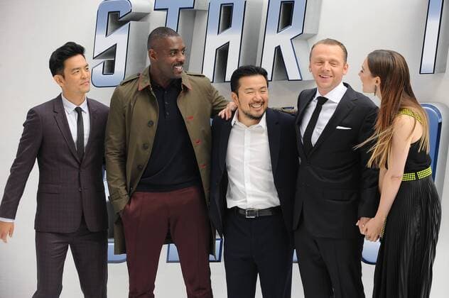 John Cho, Idris Elba, Justin Lin and Simon Pegg and Lydia Wilson attend the UK Premiere of Star Trek Beyond at Empire Leicester Square in London. July 12th 2016  PTYx162249