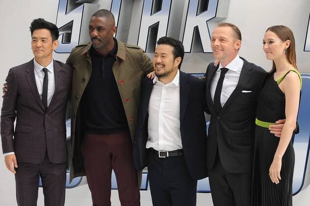 John Cho, Idris Elba, Justin Lin and Simon Pegg and Lydia Wilson attend the UK Premiere of Star Trek Beyond at Empire Leicester Square in London. July 12th 2016  PTYx162249