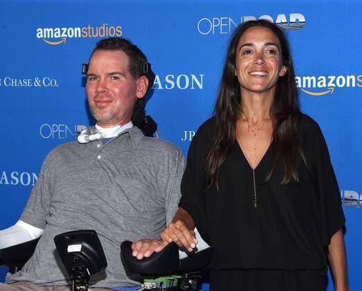 July 14, 2016 - Los Angeles, California, U.S. - Steve Gleason & Michel Varisco arrives for the premiere of the film Gleason at Regal Cinemas LA Live. Los Angeles U.S. - ZUMAo05_