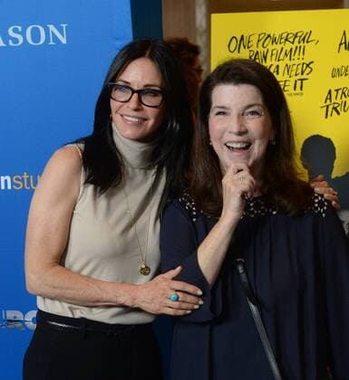 Actress Courteney Cox (L) and publicist Nanci Ryder attend the motion picture documentary Gleason at Regal L.A. Live in Los Angeles on July 14, 2016. Storyline: At the age of 34, Steve Gleason was diagnosed with ALS. Doctors gave the former NFL defensive back and New Orleans hero two to five years to live. So that is what Steve chose to do - LIVE: with purpose, for his newborn son, for his wife, and to help others with his disease.  LAP2016071405 JIMxRUYMEN