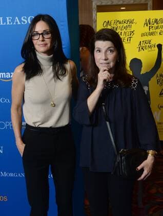 Actress Courteney Cox (L) and publicist Nanci Ryder attend the motion picture documentary Gleason at Regal L.A. Live in Los Angeles on July 14, 2016. Storyline: At the age of 34, Steve Gleason was diagnosed with ALS. Doctors gave the former NFL defensive back and New Orleans hero two to five years to live. So that is what Steve chose to do - LIVE: with purpose, for his newborn son, for his wife, and to help others with his disease.  LAP2016071407 JIMxRUYMEN