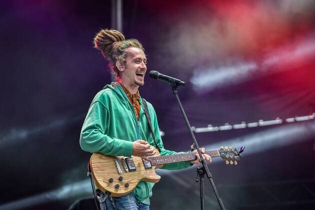 Erik Sulc of Slovak group Medial Banana performs during the music festival Colours of Ostrava in the lower part of Vitkovice industrial area in Ostrava, Czech Republic, July 14, 2016. (CTKxPhoto AdolfxHorsinka) CTKPhotoP201607140971101  AHO 21
