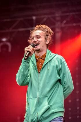 Erik Sulc of Slovak group Medial Banana performs during the music festival Colours of Ostrava in the lower part of Vitkovice industrial area in Ostrava, Czech Republic, July 14, 2016. (CTKxPhoto AdolfxHorsinka) CTKPhotoP201607140957901  AHO 15