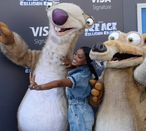 Cast member Keke Palmer, the voice of Peaches in the animated motion picture sci-fi comedy Ice Age: Collision Course premiere at the Zanuck Theater on the 20th Century Fox Studios lot in Los Angeles on July 16, 2016. Storyline: Scrat s epic pursuit of his elusive acorn catapults him outside of Earth, where he accidentally sets off a series of cosmic events that transform and threaten the planet.  LAP2016071642 JIMxRUYMEN