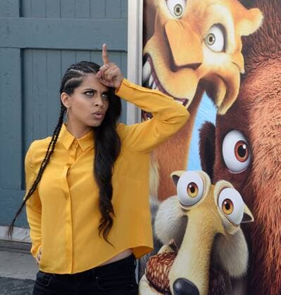 Cast member Lilly Singh, the voices of Misty and Bubbles in the animated motion picture sci-fi comedy Ice Age: Collision Course attends the premiere of the film at the Zanuck Theater on the 20th Century Fox Studios lot in Los Angeles on July 16, 2016. Storyline: Scrat s epic pursuit of his elusive acorn catapults him outside of Earth, where he accidentally sets off a series of cosmic events that transform and threaten the planet.  LAP2016071649 JIMxRUYMEN