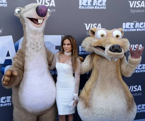 Cast member Jennifer Lopez, the voice of Shira in the animated motion picture sci-fi comedy Ice Age: Collision Course premiere at the Zanuck Theater on the 20th Century Fox Studios lot in Los Angeles on July 16, 2016. Storyline: Scrat s epic pursuit of his elusive acorn catapults him outside of Earth, where he accidentally sets off a series of cosmic events that transform and threaten the planet.  LAP2016071667 JIMxRUYMEN