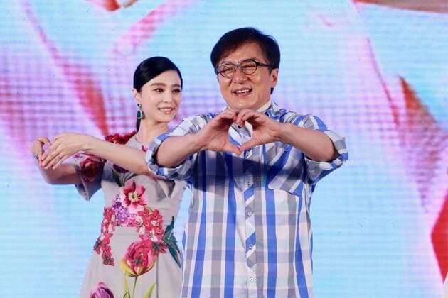 BEIJING, CHINA - JULY 17: Actress Fan Bingbing and actor Jackie Chan attend the premiere of director Renny Harlin s film Skiptrace on July 17, 2016 in Beijing, China.  CFP488396892