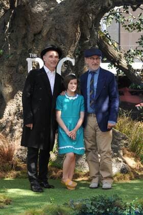 English actor Mark Rylance, child actress Ruby Barnhill, and American director Steven Spielberg attending the Big Friendly Giant UK film premiere in London. JULY 17th 2016  TSTx162331