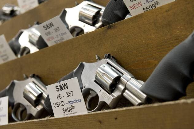 Oct. 1, 2010 - Kennesaw, GA, USA - A wide selection of new handguns for sale is on display at Nick s Gun and Tackle Shop near Kennesaw. - ZUMAn03_