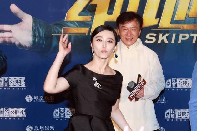 BEIJING, CHINA - JULY 17: Actress Fan Bingbing and actor Jackie Chan attend the premiere of director Renny Harlin s film Skiptrace on July 17, 2016 in Beijing, China.  CFP488425494