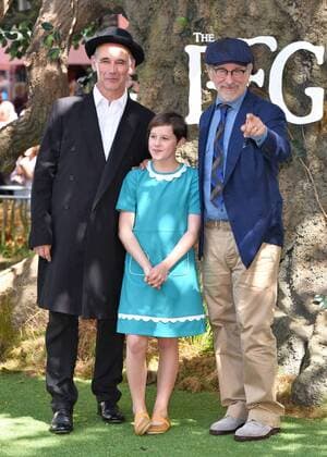 The BFG UK Premiere London, UK. Mark Rylance, Ruby Barnhill and Stephen Spielberg at The BFG Premiere held at Leicester Square Gardens, Leicester Square, London on Sunday 17 July 2016. LMK392 -60374-180716 