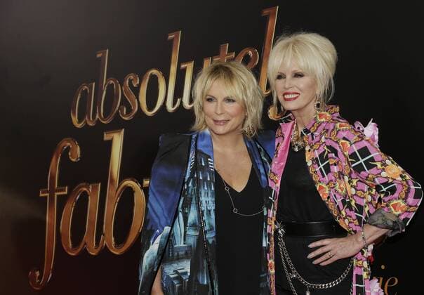 Jennifer Saunders and Joanna Lumley arrive on the red carpet at the Absolutely Fabulous: The Movie New York premiere at SVA Theater on July 18, 2016 in New York City.  NYP20160718105 JOHNxANGELILLO