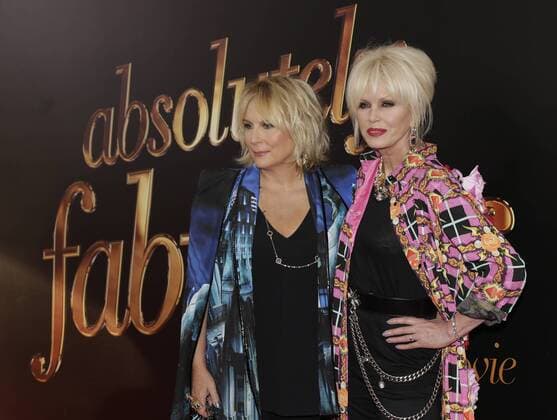 Jennifer Saunders and Joanna Lumley arrive on the red carpet at the Absolutely Fabulous: The Movie New York premiere at SVA Theater on July 18, 2016 in New York City.  NYP20160718106 JOHNxANGELILLO