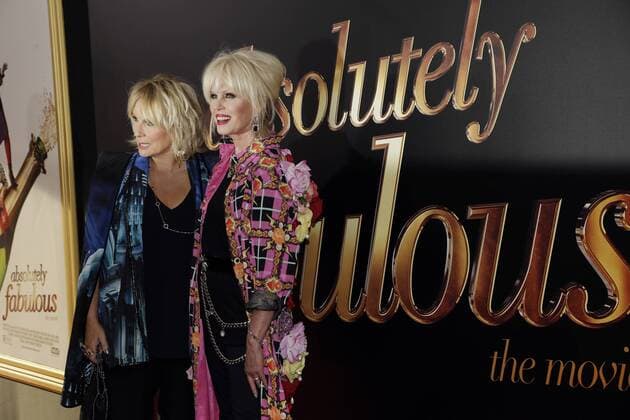 Jennifer Saunders and Joanna Lumley arrive on the red carpet at the Absolutely Fabulous: The Movie New York premiere at SVA Theater on July 18, 2016 in New York City.  NYP20160718107 JOHNxANGELILLO