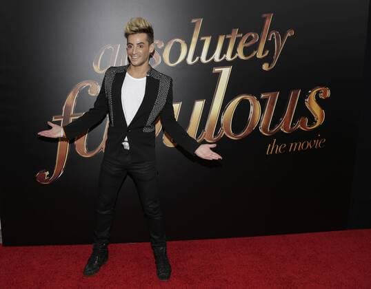 Frankie Grande arrives on the red carpet at the Absolutely Fabulous: The Movie New York premiere at SVA Theater on July 18, 2016 in New York City.  NYP20160718116 JOHNxANGELILLO
