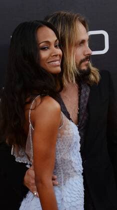 Cast member Zoe Saldana and her husband, Italian artist Marco Perego attend the premiere of the sci-fi motion picture thriller Star Trek Beyond at Embarcadero Marina Park South in San Diego, California on July 20, 2016. Storyline: The USS Enterprise crew explores the furthest reaches of uncharted space, where they encounter a new ruthless enemy who puts them and everything the Federation stands for to the test.  SDP2016072011 JIMxRUYMEN