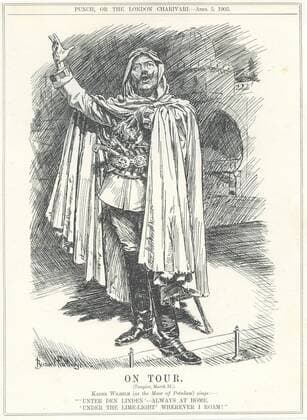First Moroccan Crisis 1905-1906. Wilhelm II, Emperor of Germany, in Tangier, 31 March 1905, greeted the Sultan of Morocco as an independent sovereign and offered him protection from any French attempt at colonisation. Cartoon by Bernard Partridge from Punch , London, 5 April 1905. WHA  !ACHTUNG AUFNAHMEDATUM GESCHÄTZT! Copyright: WHA UnitedArchives011630