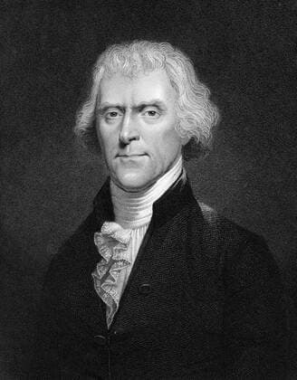 Thomas Jefferson (1743-1826) 3rd president of the USA. Engraving after portrait by Desnoyers WHA  !ACHTUNG AUFNAHMEDATUM GESCHÄTZT! Copyright: WHA UnitedArchives0390002759