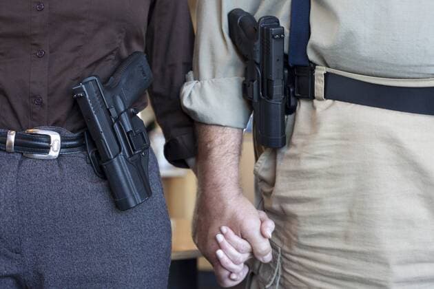 Jul 29, 2010 - Fullerton, California, U.S. - Gun owners meet at a local coffee shop. A little known law called Open Carry allows gun owners to openly carry their weapons as long as it isn t loaded (bullets can be carried right next to the firearm). Most states have an open carry law. This law is currently being debated in the California Legislature. Earlier this month the US Supreme Court handed down a decision that prevents states from restricting an individual s right to bear arms (the Second Amendment). With the Supreme Court s decision states will be hard pressed to restrict most all citizens from openly carrying loaded guns in the future. - ZUMAl58_