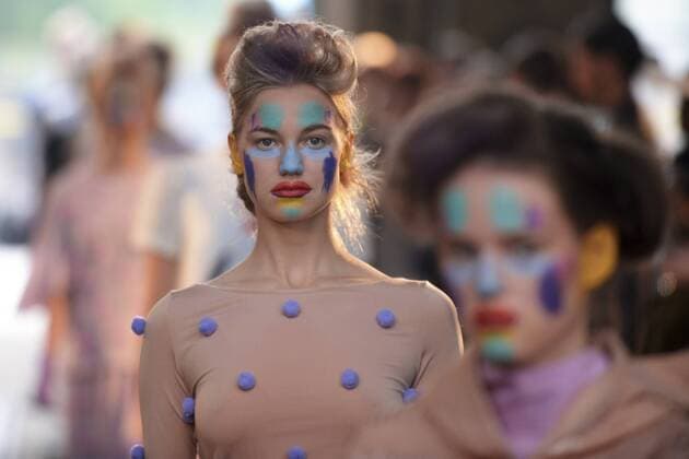 HELSINKI, July 22, 2016 -- A model displays the latest collection of Russian fashion designer Sergey Bondarev during the Helsinki Fashion Week in Helsinki, Finland, on July 22, 2016. The Second edition of Helsinki Fashion Week kicked off in Helsinki on Friday.)(yy) FINLAND-HELSINKI-FASHION WEEK SergeixStepanov 