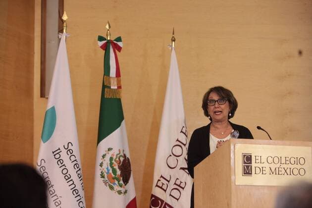 Head of the Ibero-American Secretary General, Rebeca Grynspan, speaks at the Commemorative Forum of the 25th Aniversary of the Ibero-American Conference in Mexico City, Mexico, on 25 July 2016. EFE Sashenka Gutierrez Commemorative Forum of the 25th Anniversary of the Ibero-American Conference in Mexico City !ACHTUNG: NUR REDAKTIONELLE NUTZUNG!  MEX18 20160725-636050732540104417