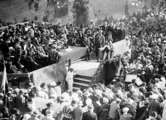 Chaim Weizmann (1874-1952), Zionist leader, speaking at the Hebrew University, Jerusalem, Palestine, 1925. Later he became the lst President of the State of Israel. Scientist Chemist Jewish WHA  !ACHTUNG AUFNAHMEDATUM GESCHÄTZT! Copyright: WHA UnitedArchives014921