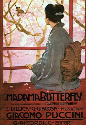 Giacomo Puccini (1858 –1924) Italian composer of operas. Poster for Madama Butterfly (Madame Butterfly) an opera in three acts, with an Italian libretto by Luigi Illica and Giuseppe Giacosa. WHA  !ACHTUNG AUFNAHMEDATUM GESCHÄTZT! Copyright: WHA UnitedArchives015506