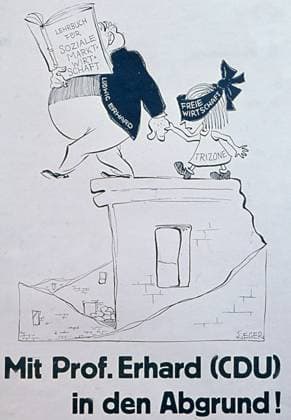 German satirical cartoon showing Ludwig Erhard (German Chancellor leading Germany to disaster. Circa 1966 WHA  !ACHTUNG AUFNAHMEDATUM GESCHÄTZT! Copyright: WHA UnitedArchivesWHA_033_0387