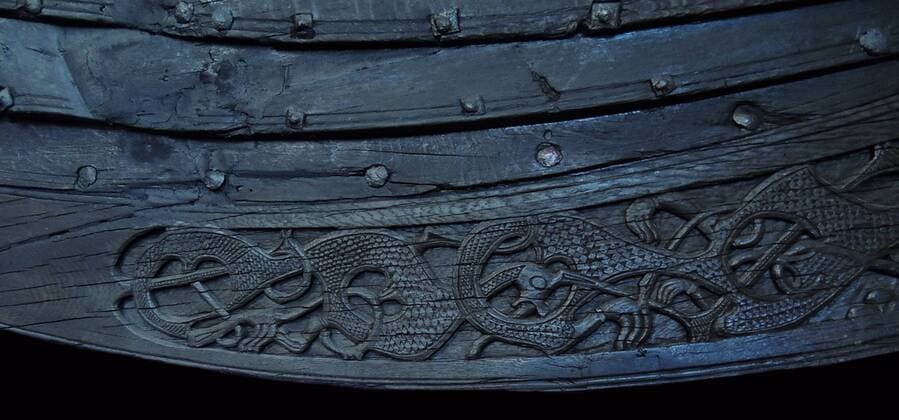 The Oseberg ship . A Viking ship discovered in a large burial mound at the Oseberg farm near Tønsberg in Vestfold county, Norway. Dating from around 800 AD, the ship was excavated by Norwegian archaeologist Haakon Shetelig and Swedish archaeologist Gabriel Gustafson in 1904-1905. The ship is displayed at the Viking Ship Museum, in Bygdøy. WHA  !ACHTUNG AUFNAHMEDATUM GESCHÄTZT! Copyright: WHA UnitedArchivesWHA_041_0842
