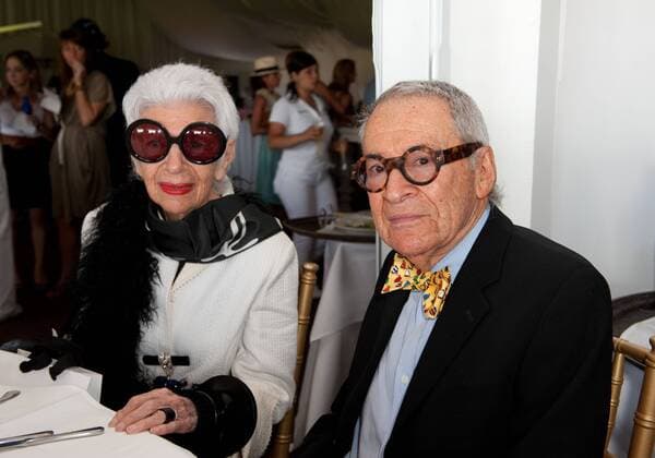 IMAGO ICONS: Iris Apfel Apr 04, 2010 - Wellington, Florida, USA - IRIS APFEL and CARL APFEL in the VIP tent at Polo. Celebrating The Arcalux USPA U.S. Open Polo Championship and Easter Sunday. - ZUMAsd3_