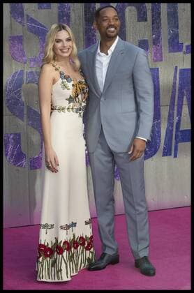 . 03 08 2016. London, United Kingdom. Will Smith and Margot Robbie arriving for the Suicide Squad premiere in London.  xStephenxLockx xi-Imagesx IIM-13272-0046