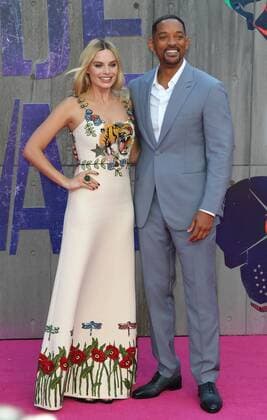 European Premiere of Suicide Squad London, UK. Will Smith and Margot Robbie at the European Premiere of Suicide Squad at the Odeon Leicester Square, London on August 3rd 2016 LMK73-60940-040816 