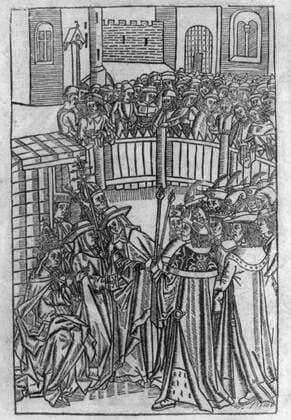 Pope Urban II urging kings and knights to join the First Crusade, 1095. The Crusades were military campaigns sanctioned by the Latin Roman Catholic Church during the High Middle Ages and Late Middle Ages. WHA  !ACHTUNG AUFNAHMEDATUM GESCHÄTZT! Copyright: WHA UnitedArchivesWHA_046_0106