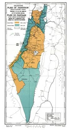 United Nations plan for the partition of Palestine at the end of the British Mandate. Shows areas designated for Jews and Palestinian Arabs 1947 WHA  !ACHTUNG AUFNAHMEDATUM GESCHÄTZT! Copyright: WHA UnitedArchivesWHA_049_0127