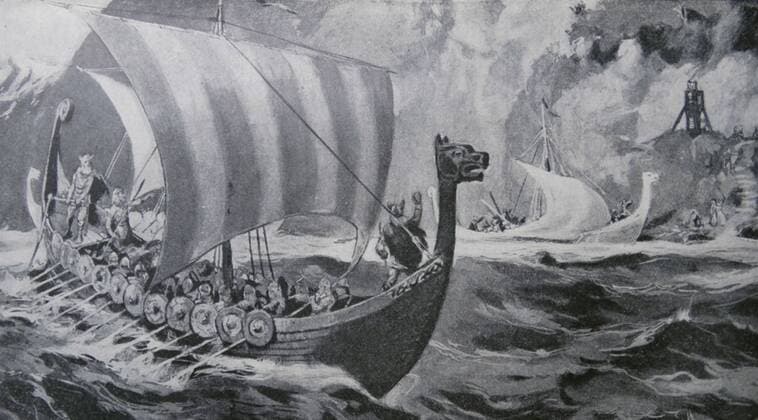 Viking expedition returning to Scandinavia 9th-10th century AD WHA  !ACHTUNG AUFNAHMEDATUM GESCHÄTZT! Copyright: WHA UnitedArchivesWHA_074_0914