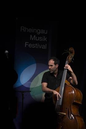 (160808) -- FRANKFURT, Aug. 8, 2016 -- Haggai Cohen-Milo, member of Omer Klein Trio, performs during Rheingau Music Festival at the Kuenstler Winery in hochheim, Germany, on Aug. 7, 2016. The 29th Rheingau Music Festival is held from June 18 to Aug. 27. ) (yy) GERMANY-RHEINGAU MUSIC FESTIVAL-OMER KLEIN TRIO-SHOW LUOxHUANHUAN 