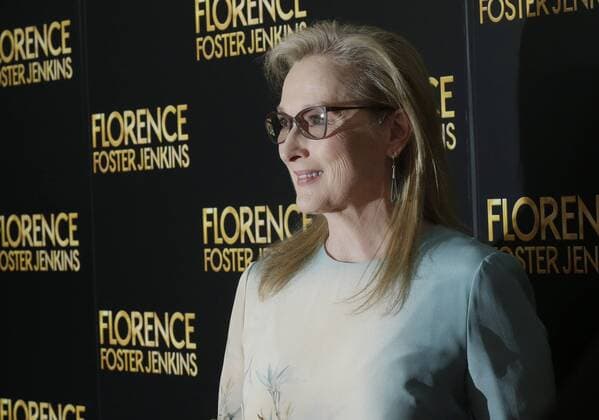 Meryl Streep arrives on the red carpet at the Florence Foster Jenkins New York Premiere at AMC Loews Lincoln Square 13 Theater on August 9, 2016 in New York City.  NYP20160809101 JOHNxANGELILLO