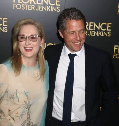 August 9, 2016 - New York, New York, U.S. - Actress MERYL STREEP and actor HUGH GRANT attend the New York premiere of Florence Foster Jenkins held at AMC Loews Lincoln Square. New York U.S. - ZUMAk03_