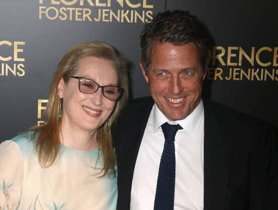 August 9, 2016 - New York, New York, U.S. - Actress MERYL STREEP and actor HUGH GRANT attend the New York premiere of Florence Foster Jenkins held at AMC Loews Lincoln Square. New York U.S. - ZUMAk03_