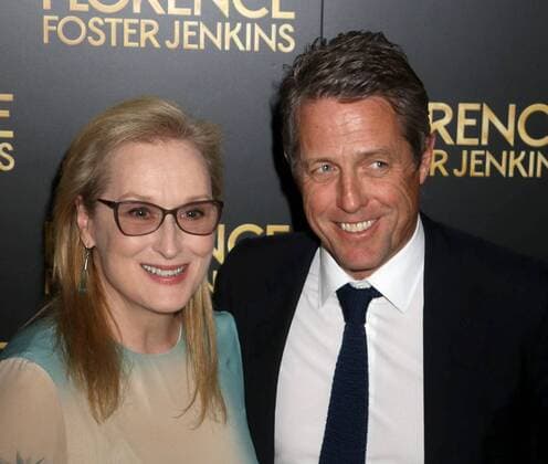 August 9, 2016 - New York, New York, U.S. - Actress MERYL STREEP and actor HUGH GRANT attend the New York premiere of Florence Foster Jenkins held at AMC Loews Lincoln Square. New York U.S. - ZUMAk03_