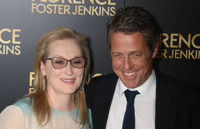 August 9, 2016 - New York, New York, U.S. - Actress MERYL STREEP and actor HUGH GRANT attend the New York premiere of Florence Foster Jenkins held at AMC Loews Lincoln Square. New York U.S. - ZUMAk03_